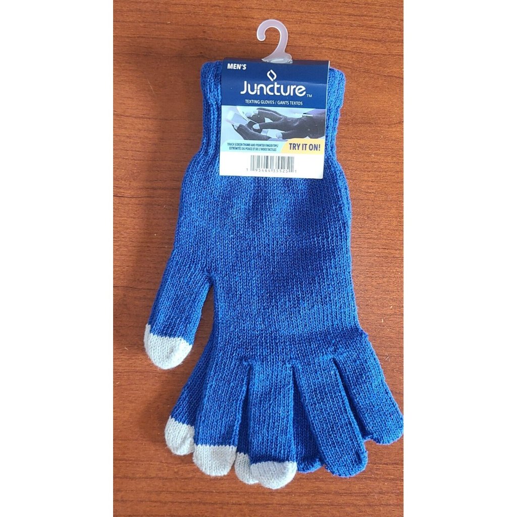 New Mens Blue Juncture Texting Gloves Polyester Blend One Size Fits Most